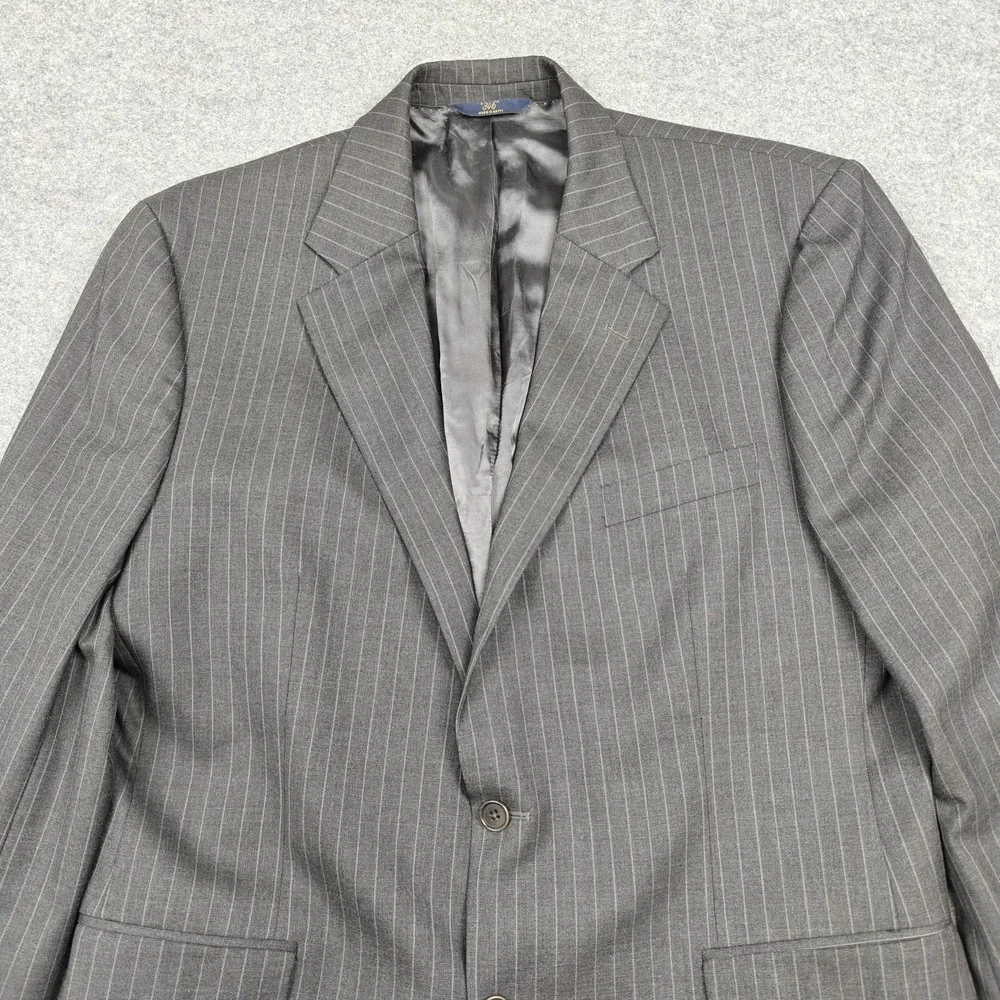 Brooks‎ Brothers Blazer Mens 44L Gray Wool Pinstripe Stretch Sport Coat Jacket